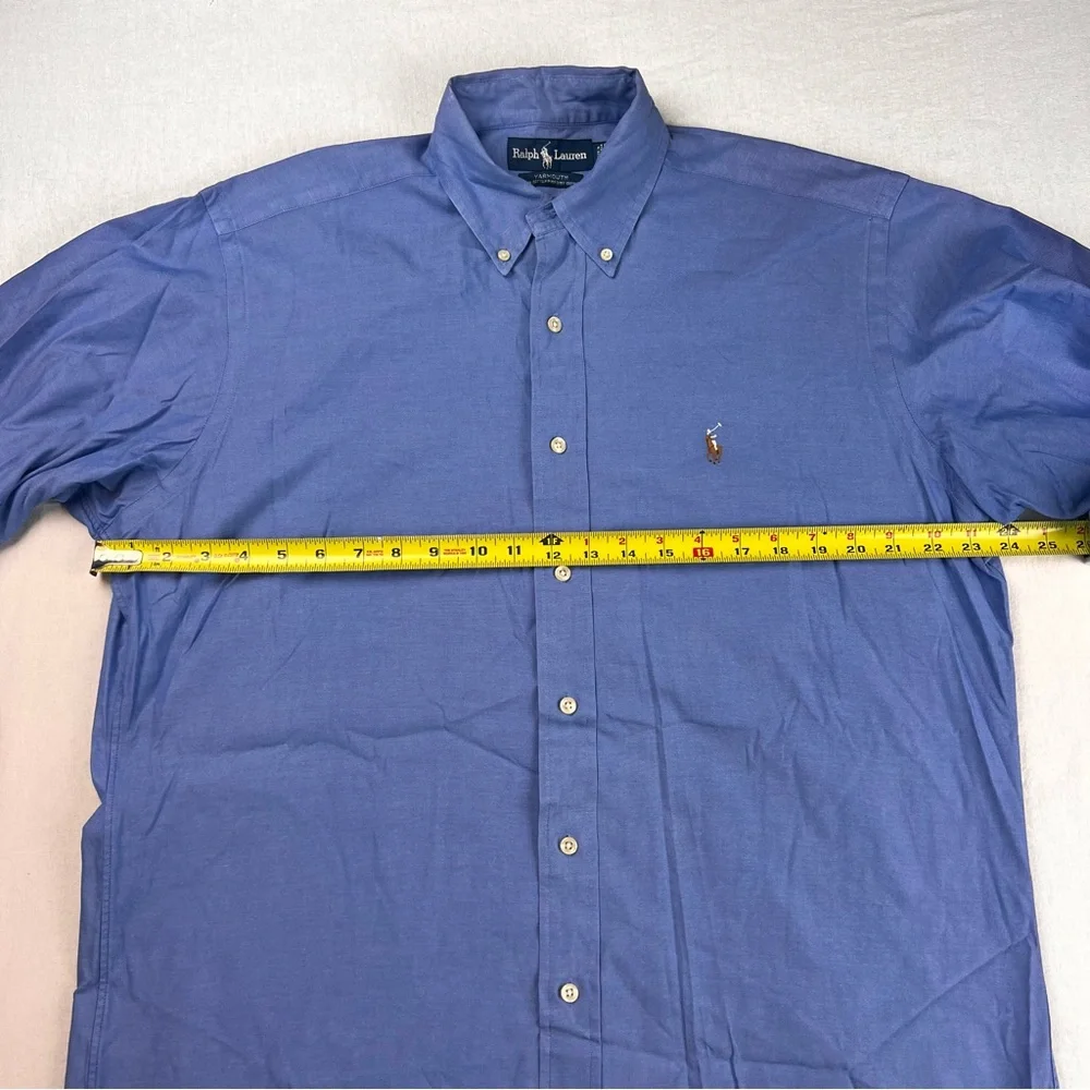Polo Ralph Lauren Shirt 15 1/2 - 33 Blue Yarmouth Oxford Button Down Flesh Pony - Picture 7 of 10